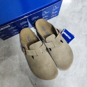 Birkenstock Boston Narrow Fit Clogs - Truffle Taupe Suede - New with Care Kit